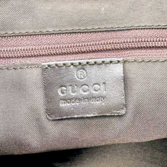 Auth Gucci Supreme Dark Brown Nylon Leather Trim Jackie Shoulder Bag Preloved Ex - Picture 15 of 16